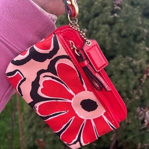 Coach Floral Red Wristlet